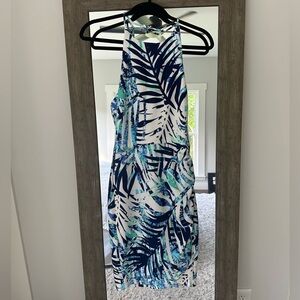 Premier Amour Blue and Green Patterned Dress